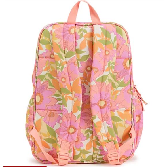 Billabong Stash It Floral Padded Laptop Backpack Pink Orange Size Large NEW